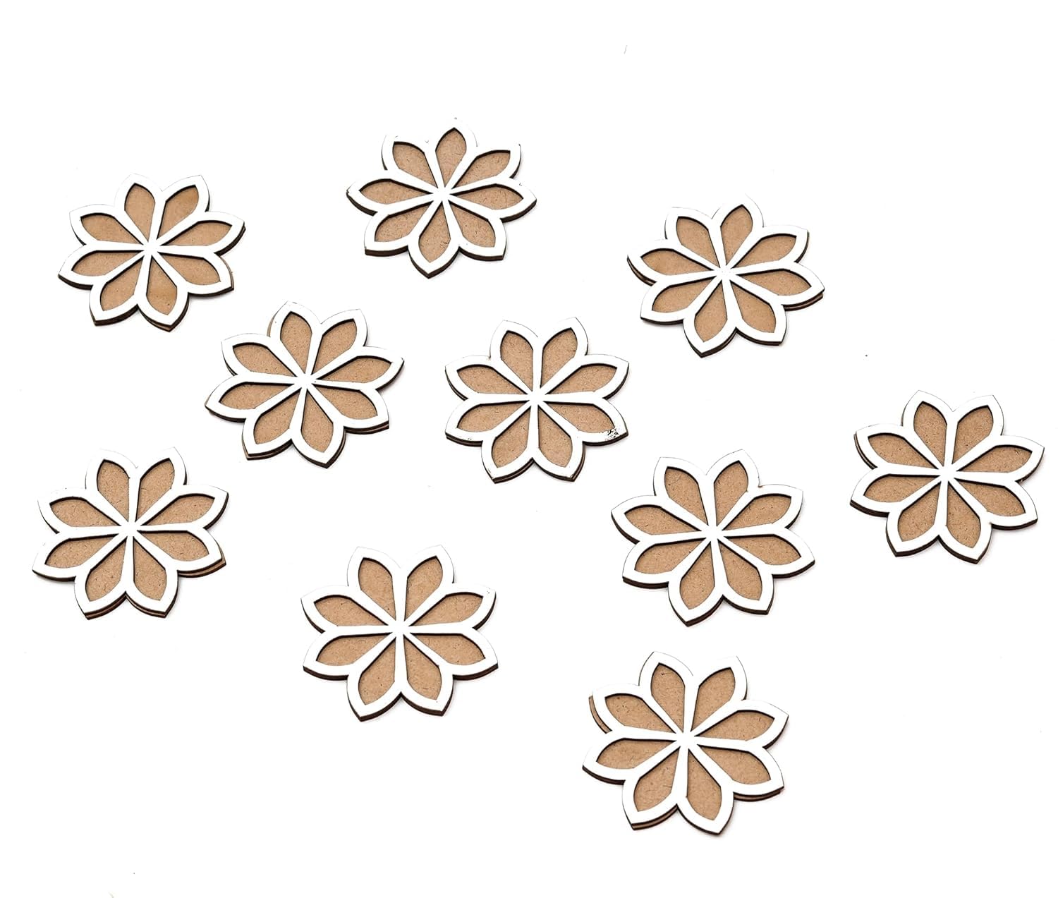 Pack of 12 Wooden Diwali Craft Cutouts – 2.7mm Pine MDF Swastik, Lotus, Feet & Diya Shapes for DIY Painting, Home Temple Wall Hanging, Festive Wedding Decoration & Rangoli Borders (3x3 Inch)
